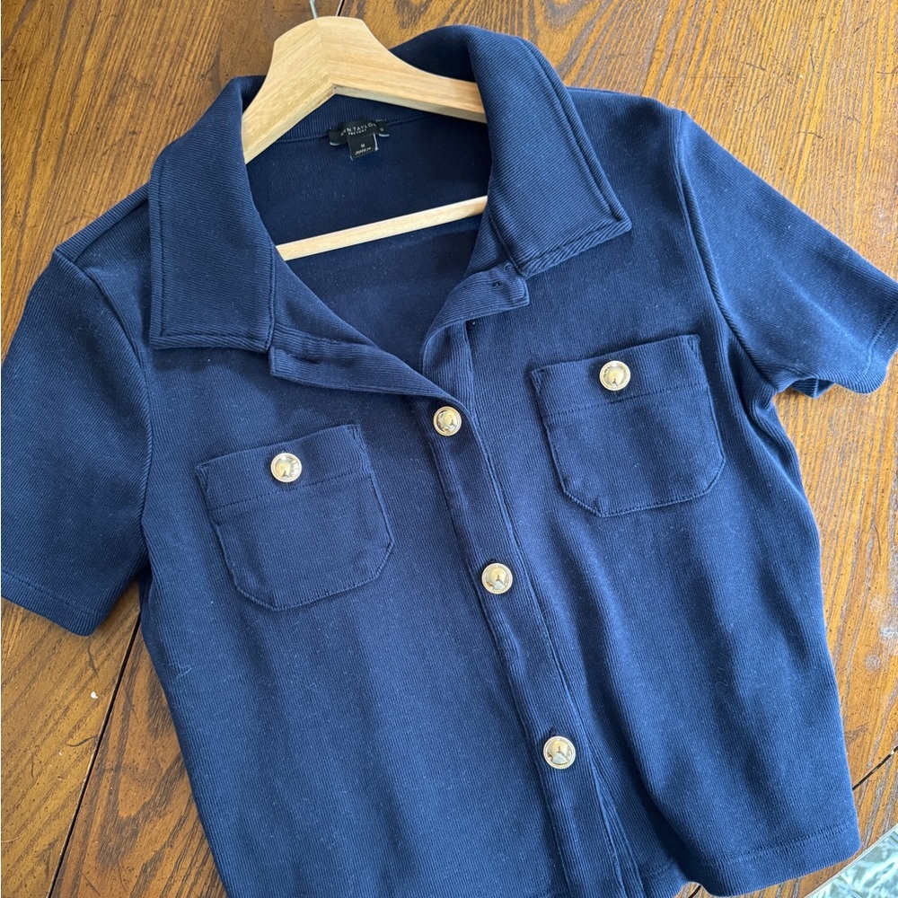 ANN TAYLOR FACTORY short sleeve button cardigan